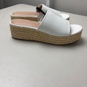 Time and Tru white wedge sandals/slides Size 11 outdoors party summer vacation